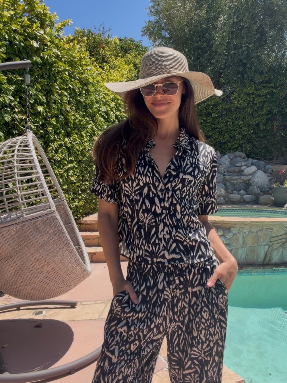 Black & Cream Printed Short Sleeve Jumpsuit